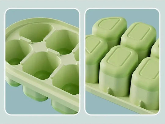 Verk Group Ice Tray Cube Silicone 12 Slots with Lid Pink