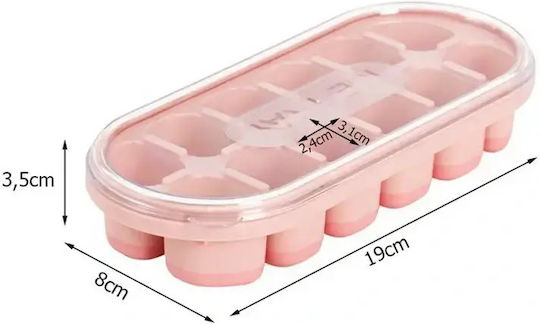 Verk Group Ice Cube Mold Cube Made of Silicone 12 Slots with Lid Brown