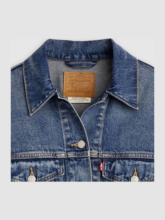 Trucker Γυναικείο Μπουφάν για Χειμώνα Dark Wash