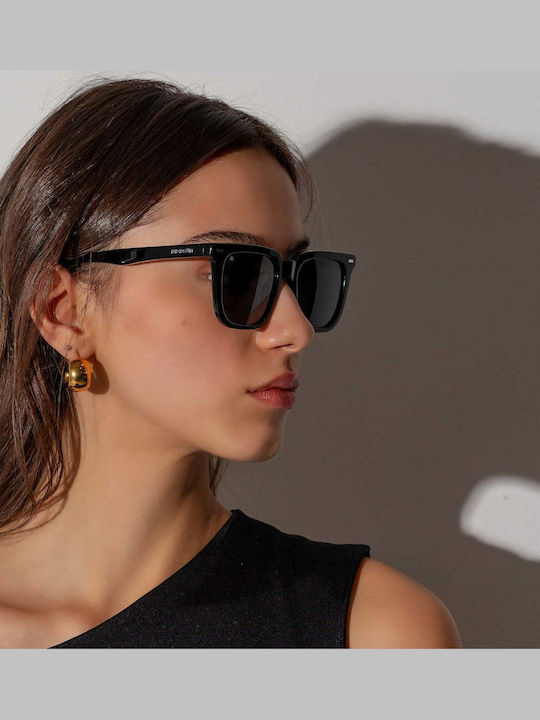 Red Raven Jasper Unisex Sunglasses with Black Frame and Black Polarized Lenses