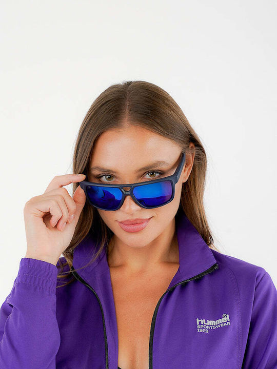 Red Raven Maverick Unisex Ochelari De Soare Cu Ramă Neagră Din Plastic Și Lentile Albastre