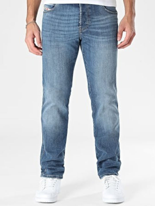 Men's Elastic Jeans Pants with Slim Straight Fit Blue