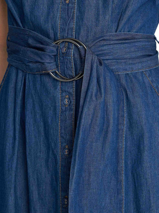 Summer Shirt Dress Denim Blue