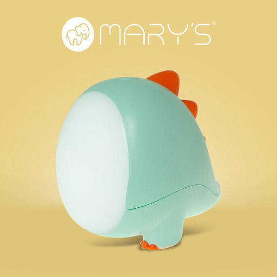 Mary's Φωτάκι Νυκτός LED Dino Μπαταρίας Πράσινο Θερμό