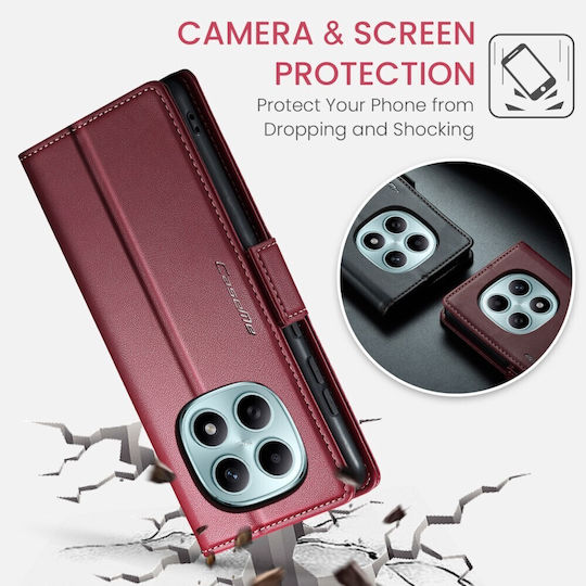 Caseme 023 Luminus Wallet Leather / Synthetic Leather Burgundy Redmi Note 15