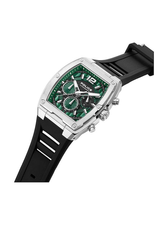 Police Creed Men's Watch Chronograph Battery with Black Rubber Strap
