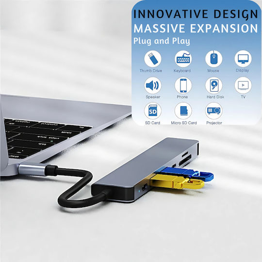 Luvlu Stație De Andocare USB-C Cu 4K Suport PowerDelivery Gri