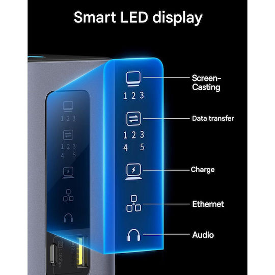 Dock / USB-C Stație de andocare cu HDMI 4K PD Ethernet și conexiune 3 monitoare Argintiu (B0D17Q82X4)