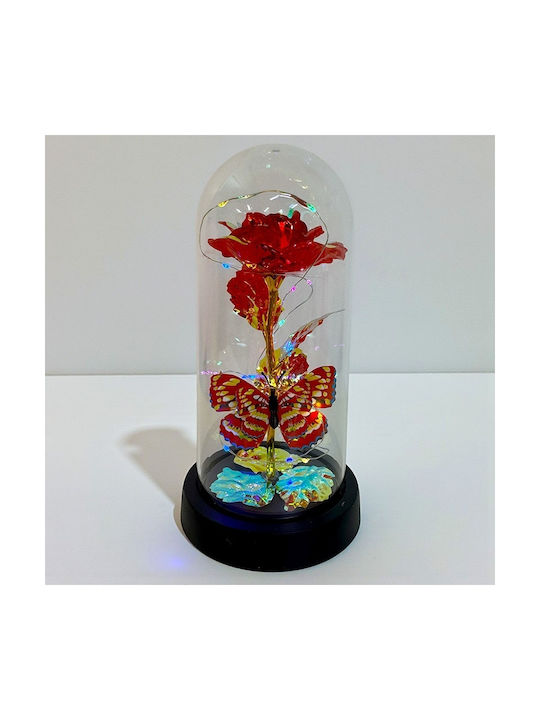 Red-gold Artisanal Rose Metallic Effect Led Lighting In A Plastic Dome Red-gold Artisanal Rose Metallic Effect Led Lighting In A Plastic Dome