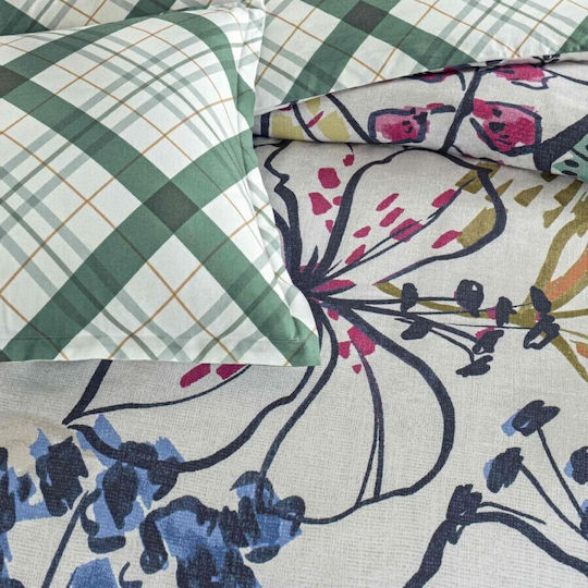 Tac Set Huse Pentru Pilote 100% Bumbac 200x220cm Dublu Cu 2 Fețe De Pernă & 1 Cearșaf Verde Greeny Green