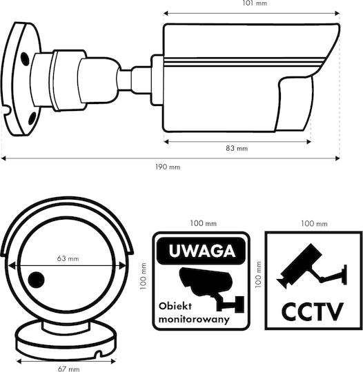 Set of Two Simulated Tube Cameras Led Ir White Power Supply 2xaa Not Included in Delivery Abs Ir1800 Wt