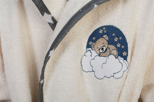 Dimcol Kids Bathrobe Bear Ecru with Hood