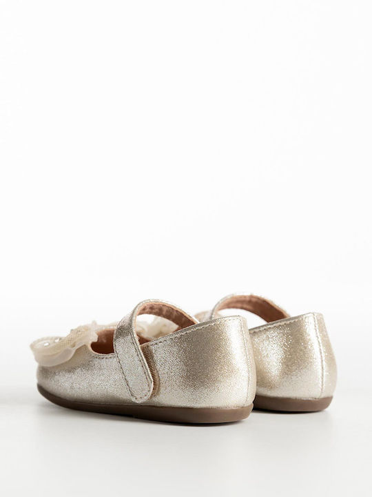 Kids Ballerinas with Hoop & Loop Closure Gold