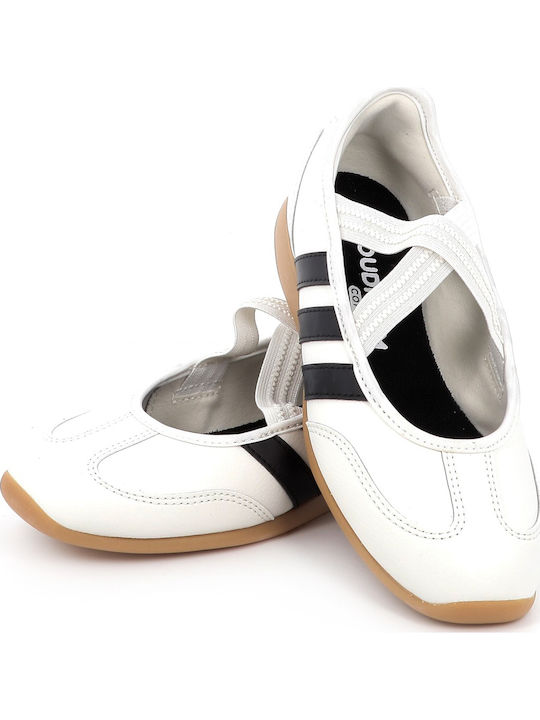 Kids Ballerinas Mary Mary with Elastic Strap White