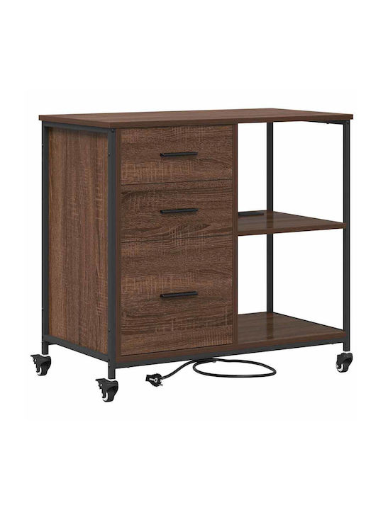 vidaXL Büroaufbewahrungsschublade und -schrank Holzschattierung Eiche mit Rädern 76x41x72cm