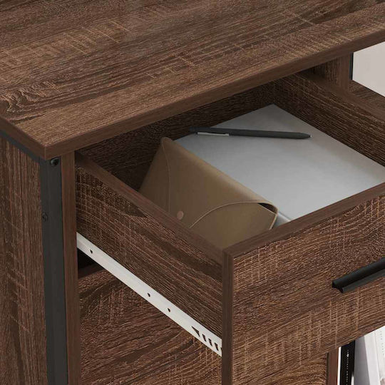 Cabinet De Birou Din Lemn Cu Roți Maro Stejar 76x41x72cm