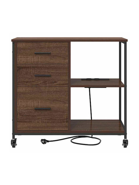 vidaXL Büroaufbewahrungsschublade und -schrank Holzschattierung Eiche mit Rädern 76x41x72cm