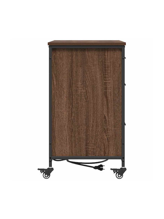 vidaXL Büroaufbewahrungsschublade und -schrank Holzschattierung Eiche mit Rädern 76x41x72cm