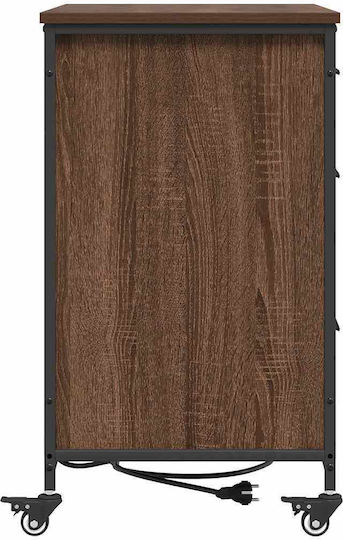 Cabinet De Birou Din Lemn Cu Roți Maro Stejar 76x41x72cm