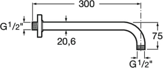 Arm Wall Επιτοίχιος Βραχίονας 300mm Chrome Roca A5b0150c00 Arm Wall Επιτοίχιος Βραχίονας 300mm Chrome Roca A5b0150c00