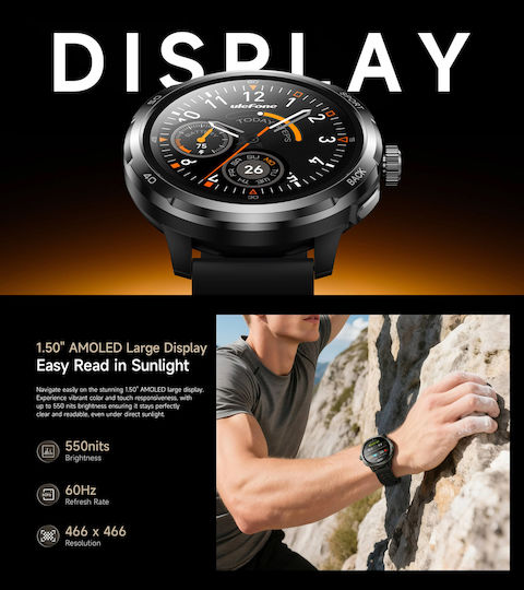 Ulefone Armor Watch Pro 48mm με Παλμογράφο (Μαύρο - M/L)