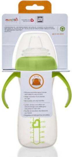 Munchkin Gentle Tall Transition Cup Baby Sippy Cup Plastic with Handles Green for 9m+ 296ml