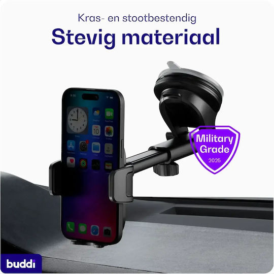 Βάση Κινητών Αυτοκινήτου Buddi Way 2 Ανθεκτική Βεντούζα Ταμπλό Παρμπρίζ 5 Έτη Εγγύηση Black 8719246496561
