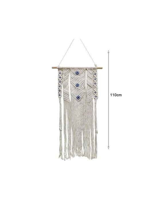 Decorațiune Suspendată Macrame Albă Din Țesătură 110cm
