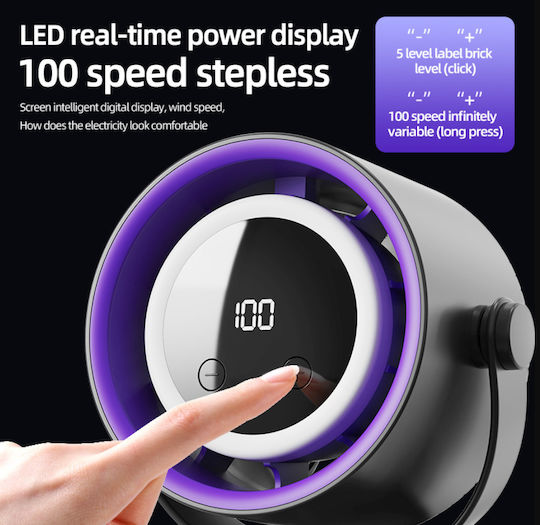 Roza Ventilator USB Fără Lamele Argintiu