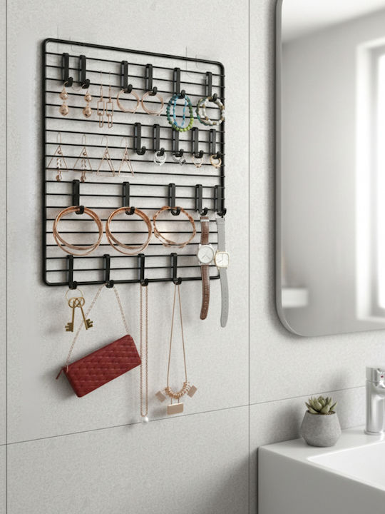 Femmit – Metallic Jewelry Organizer 20 Rings 30x40cm Wardrobe & Wall Black