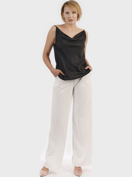Bluza Damă Drapat Cu Bretele Negru