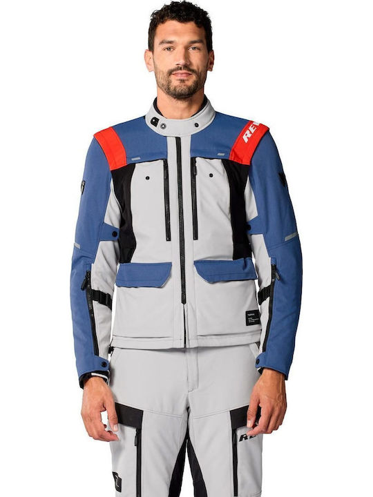 Rev'IT Offtrack 3 H2O Winter Herren Motorradjacke Wasserdicht Blau/Silber