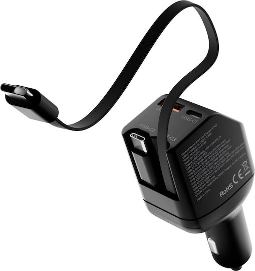 Mobile Origin 90w Car Charger Ca22 Usb-c + Usb-a 2x Usb-c Cable Mo-90cch-ca22
