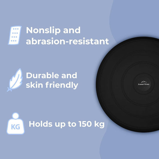Everest Fitness Pernă de Echilibru Neagră cu Diametru de 33cm