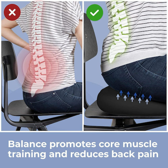 Everest Fitness Pernă de Echilibru Neagră cu Diametru de 33cm