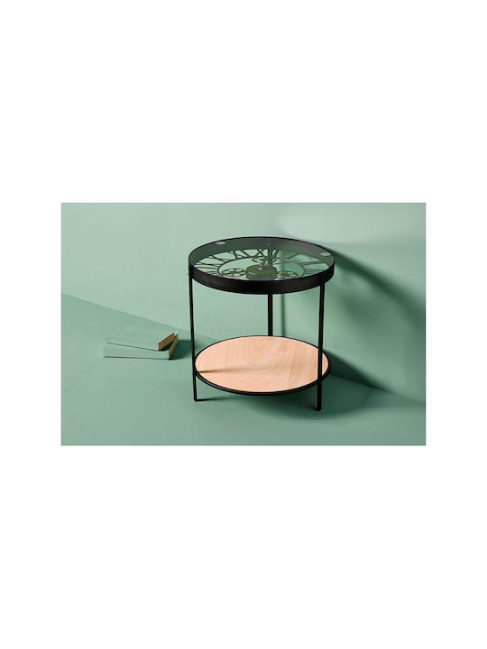 Round Side Table Glass Black W39xL39xH40cm