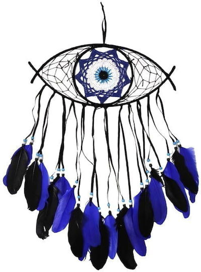 Διακοσμητική Ονειροπαγίδα Μάτι Χειροποίητη Μαύρο από Ύφασμα 65x65cm