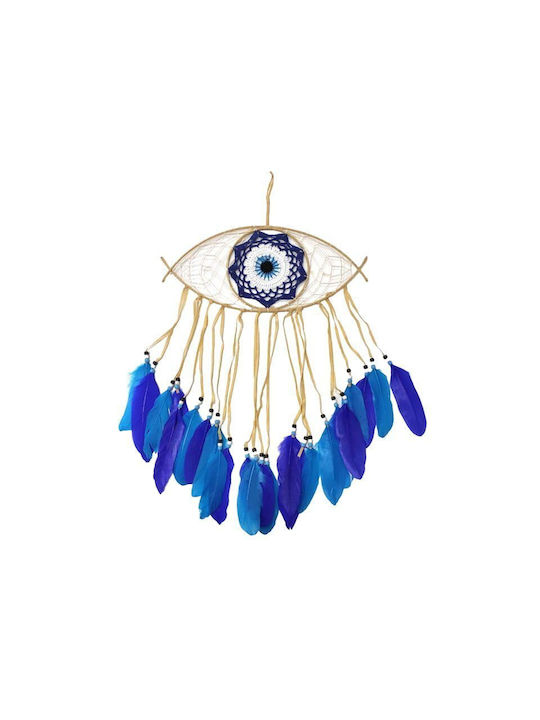 Decorative Dreamcatcher Eye Handmade White Made of Fabric 65x65cm