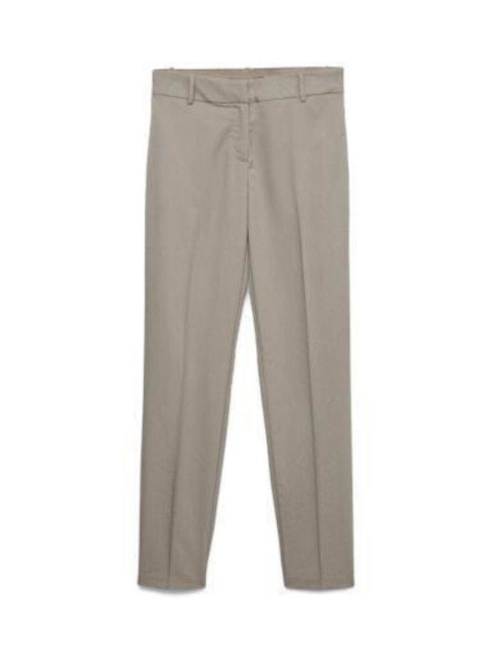 Nila Damen Stoff Hose in Tapered Schnitt Beige
