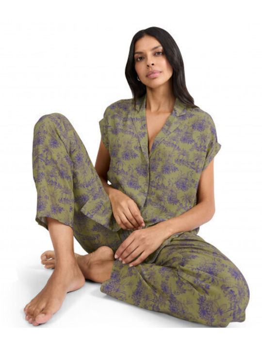 Triumph Winter Damen Pyjama-Set Green Boyfriend