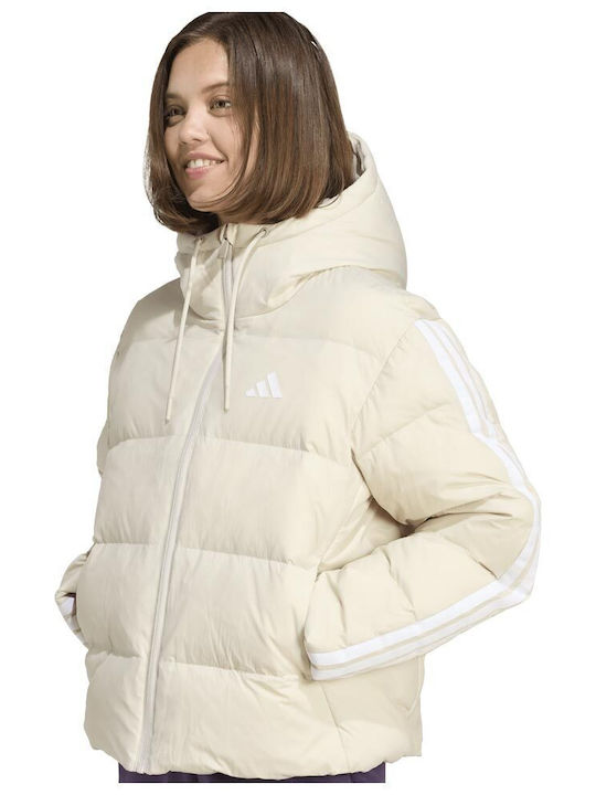 Essentials Damen Puffer Jacke für Winter Beige