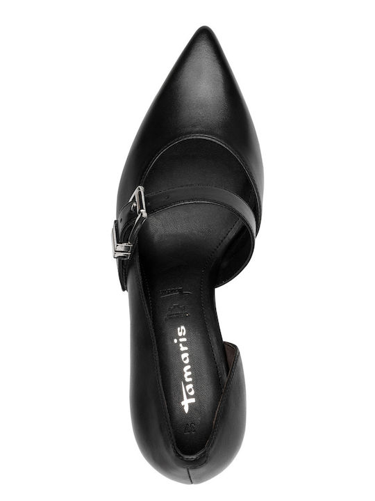 Leather Heels with Strap Black