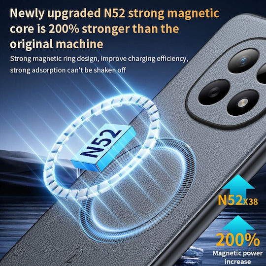 Ultra Hybrid Magsafe Leather Coated Camera Protect Θήκη Xiaomi Redmi Note 15 4g Grey