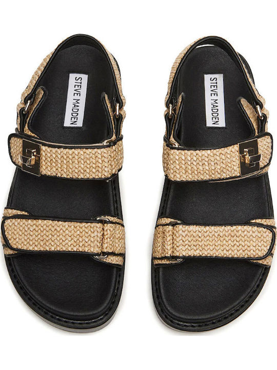 Bigmona Women's Flat Sandals with Strap Flatforms in Beige Color