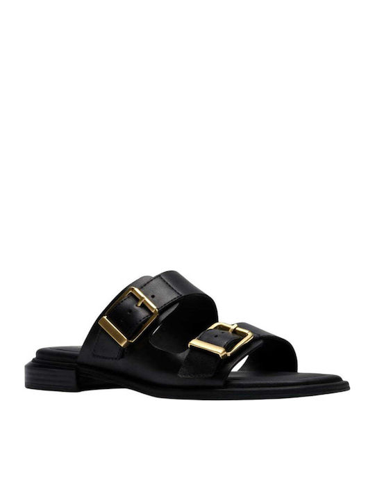 Ariany Bay Mule Leather Women's Flat Sandals Anatomic in Black Color
