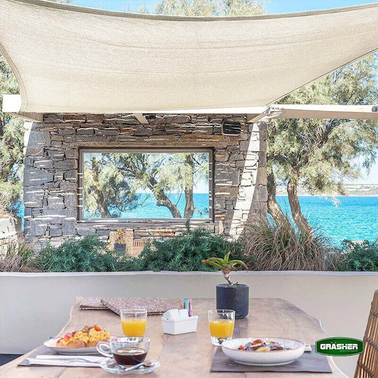 Grasher Ορθογώνιο Πανί Σκίασης Εκρού με Κρίκους 3x5m 180gr/m²