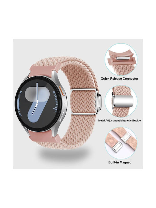 Samsung Galaxy Watch 7 6 5 4 Curea Ceas Nylon Închidere Magnetică Roz Auriu