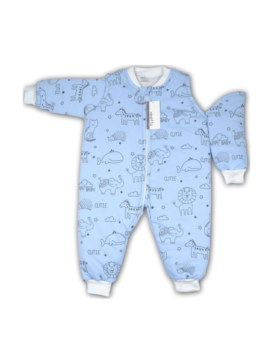 Ninetta Bebe Winter Sleeping Bag with Feet 2.5 Tog Light Blue with Detachable Sleeves