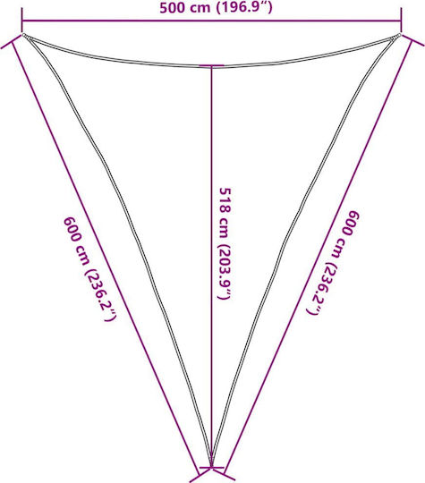 vidaXL Триъгълен Shade Sail Сив 6x6м 160гр/м²