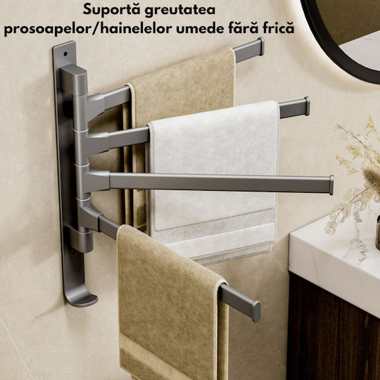 Inco Поставка за дрехи Баня 4 Места ​30x34см Inox Сив